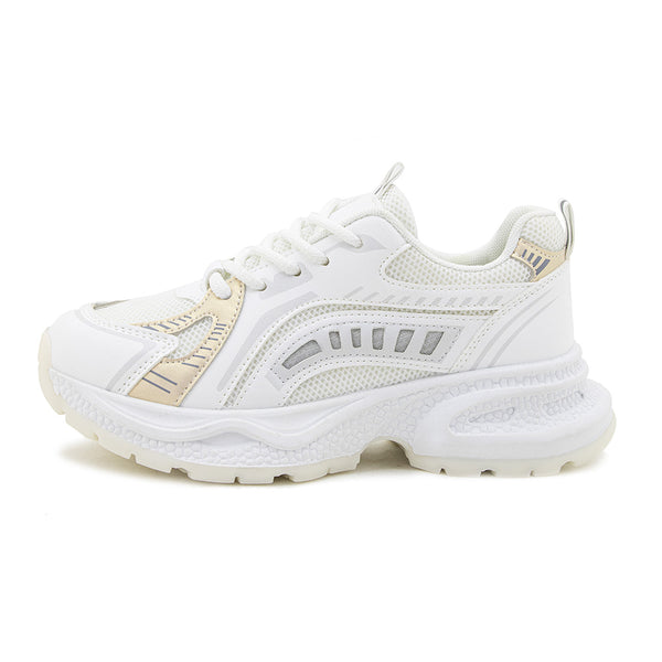 Tenis de Mujer Blanco con Suela Texturizada y Detalles en Contraste