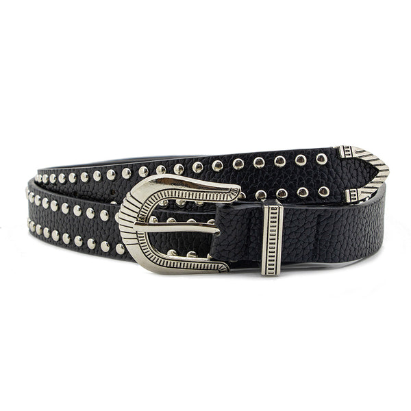 Cinturón Con Taches Plateados